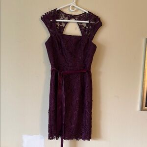 Adrianna Papell Plum Backless Lace Dress